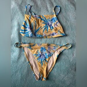 PacSun Yellow Blue Floral Bikini Set